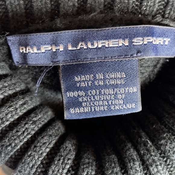 VINTAGE Ralph Lauren Black Cable Knit Turtleneck Sweater - Picture 4 of 5